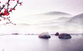 清明节下雨河水海报广告背景高清