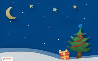 圣诞树月亮蓝色背景