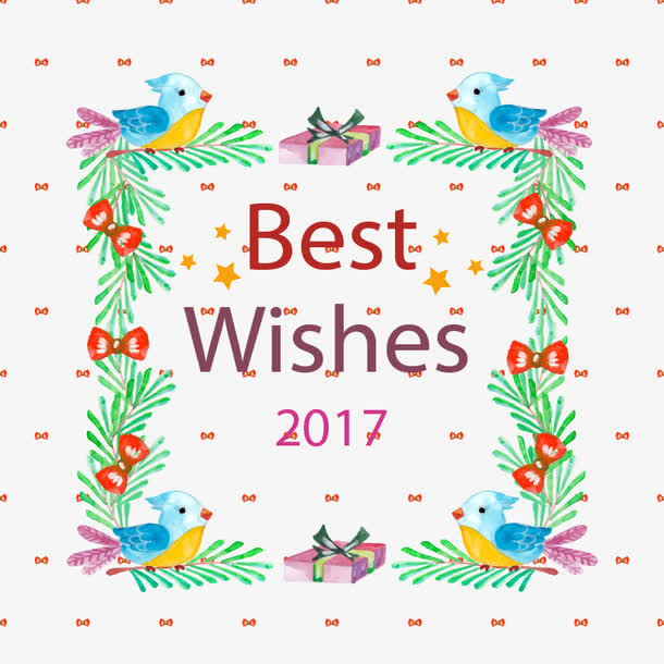 水彩花鸟边框免抠