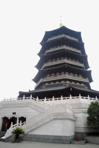 仰视雷峰塔免抠