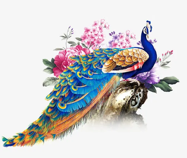 凤穿牡丹免抠
