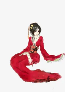 红衣美女免抠