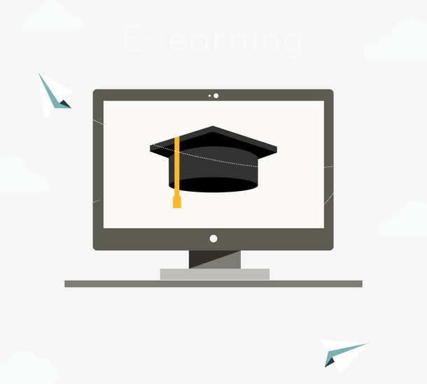 矢量网络在线学习课程png免抠标签元素