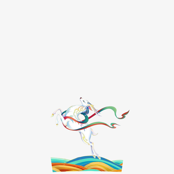 国风元素九色鹿插画动物免抠