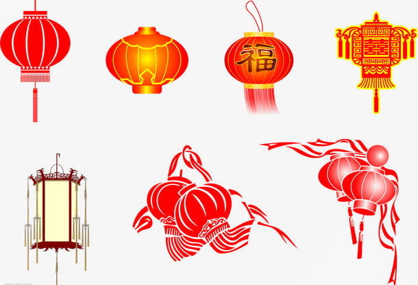 灯笼图片元旦快乐  各式各样的灯免抠节日元旦/春节/元宵元素