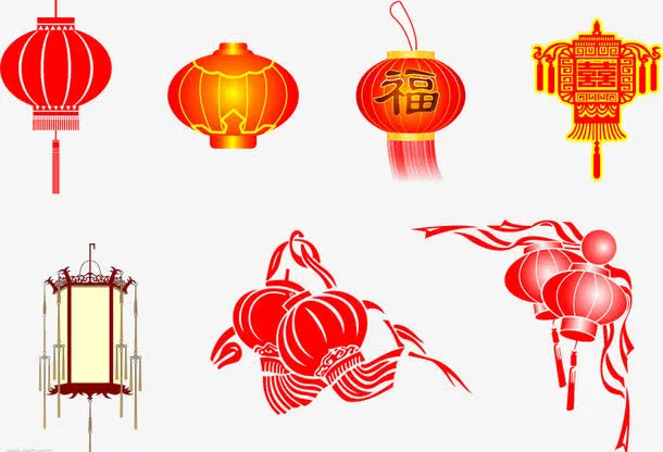 灯笼图片元旦快乐  各式各样的灯免抠节日元旦/春节/元宵元素