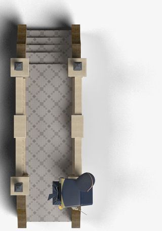 C4D楼梯走廊家居类俯视效果图免抠