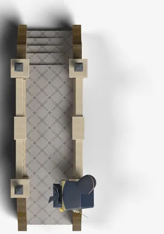 C4D楼梯走廊家居类俯视效果图免抠