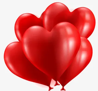红色浪漫爱心气球装饰图案免抠