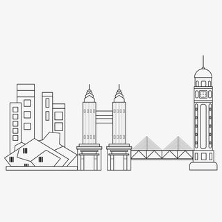 线描重庆建筑免抠