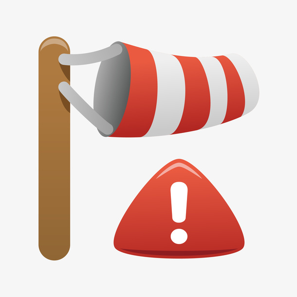 彩色手绘的大风预警免抠