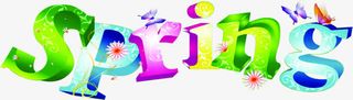 彩色英文春天装饰免抠