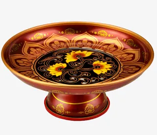 合金高脚彩绘供水果盘免抠
