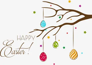 复活节快乐多彩彩蛋挂饰免抠