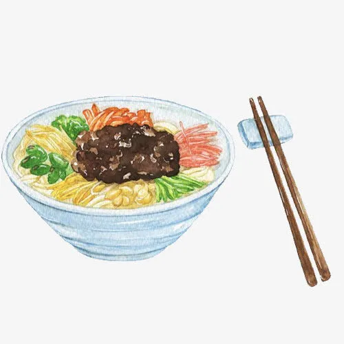 炸酱面手绘画素材图片免抠