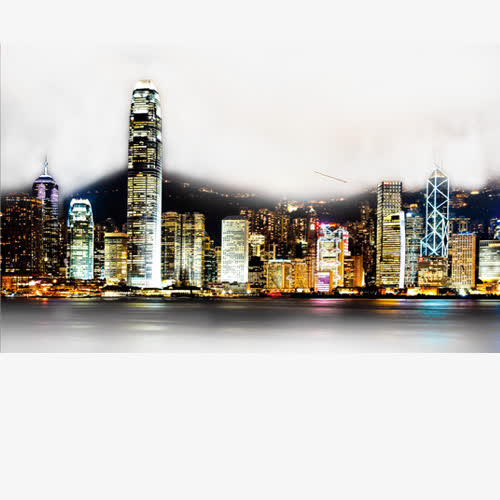 香港夜景元素免抠