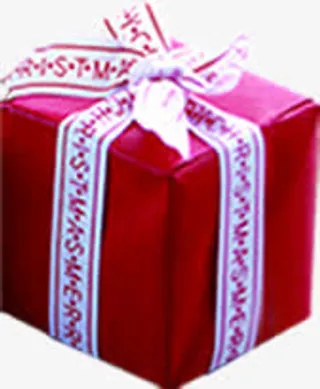 粉色白花边丝带礼盒双11免抠