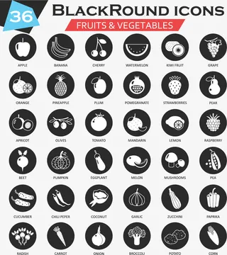 水果和蔬菜图标设计矢量素材免抠