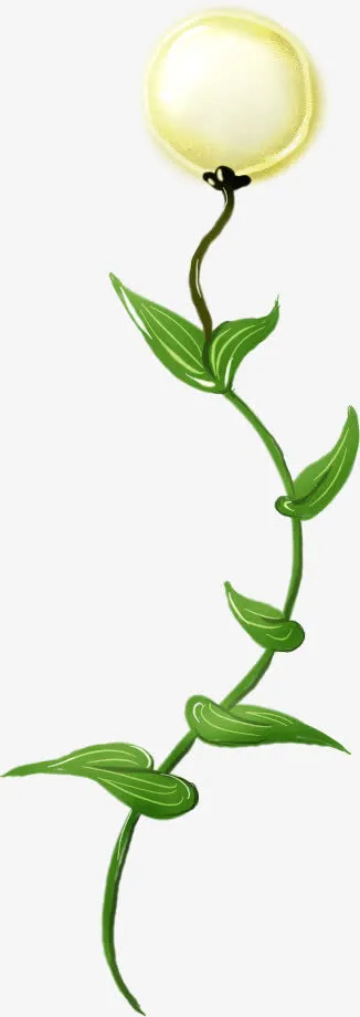 手绘黄色光效小草免抠