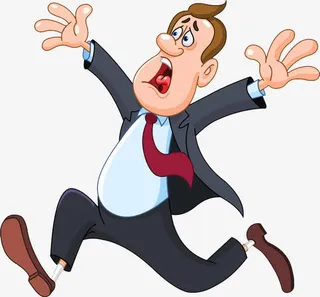 惊恐奔跑呼喊的男子手绘PNG免抠
