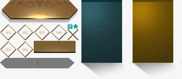 棕色光效纹理标签免抠