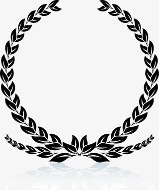 黑色环状对称橄榄枝免抠
