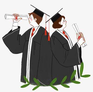 手绘人物插图毕业季穿学士服拿毕免抠