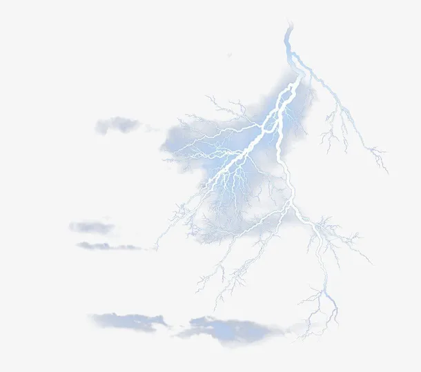 蓝色电闪雷鸣免抠