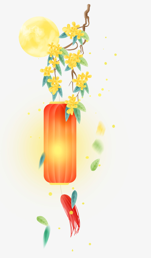 桂花树古风纸灯免抠
