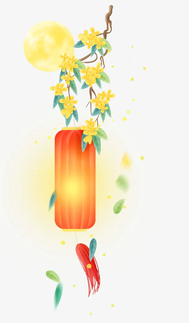 桂花树古风纸灯免抠