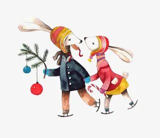 创意兔子情侣免抠