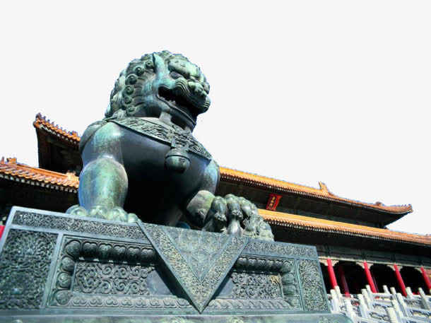 高清摄影北京故宫石狮免抠