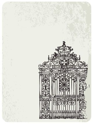 手绘欧式古典大门褶皱信纸背景高清