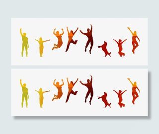彩色跳跃人群剪影免抠