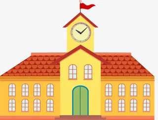 教师节卡通学校建筑插画免抠