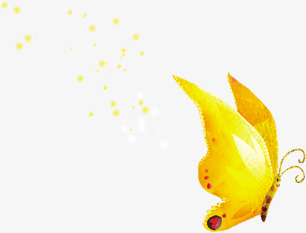 春季手绘黄色星光蝴蝶免抠