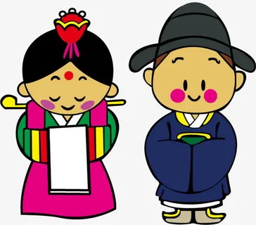 卡通韩国新娘新郎矢量素材免抠标签元素