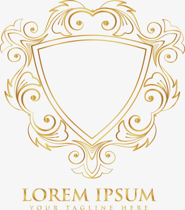 欧式花边金色盾牌免抠