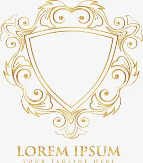 欧式花边金色盾牌免抠