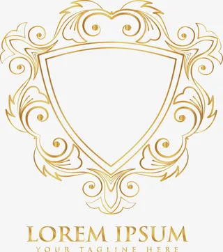 欧式花边金色盾牌免抠