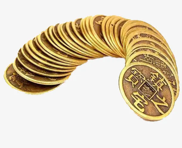 一串金色铜钱免抠