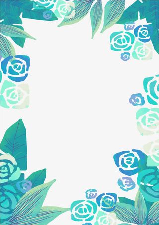 绿色抽象花朵边框免抠