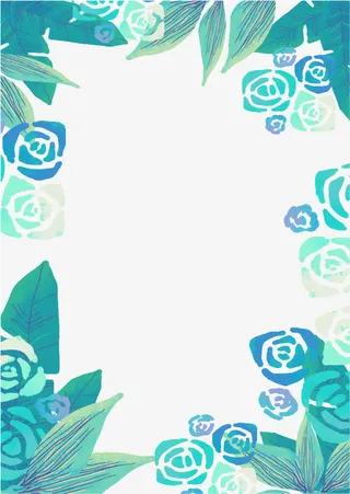 绿色抽象花朵边框免抠