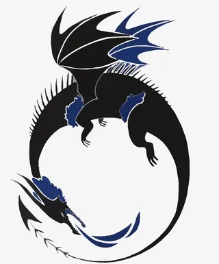矢量黑蓝色恶龙免抠