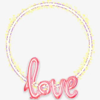 情侣爱情荧光圆框装饰免抠