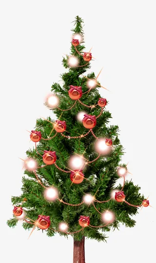 绿色清新圣诞树装饰图案免抠