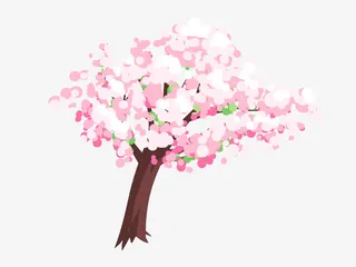 卡通樱花树免抠