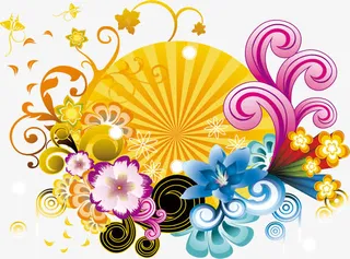 节日素材 五彩缤纷 花海 文案免抠