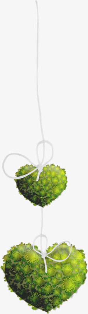 手绘卡通心形绿色装饰免抠