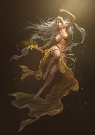 黄色光效游戏人物服饰免抠